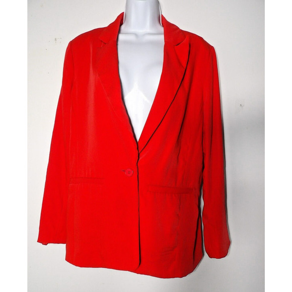 Anthropologie Medium Endless Rose Blazer Red Single Button Sport Coat - Picture 1 of 11